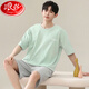 Langsha Pure Pajamas Pajamas Men's Summer Summer New Shorts de manga corta Capele Simple High-End Home Ropa de dos piezas Set 9928 Hombres de algodón puro [de manga corta + pantalones cortos] L Tamaño [100-125Jin [Jin equivale a 0.5 kg]]]