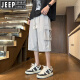 JEEP SPIRIT吉普军绿色工装短裤男夏季冰丝凉感七分裤子男潮牌宽松休闲哈伦运 679军绿 XL 约140-160斤可穿