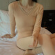 Dan Nanwei Korean Society 9889 Wool Silk Heating Suit V-neck Lace High Waist Hip Slim Autumn and Winter Bottoming Thermal Underwear Brown Color 80-140Jin Jin equals 0.5kg One size fits all
