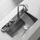 Hansgrohe thick 304 stainless steel waterfall sink large single-slot Raindance home kitchen handmade vegetable basin sink top Z16 75*46CM high-end multi-function digital water display