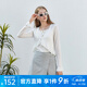 S.DEER圣迪奥夏季时尚女装罗纹V领抽绳木耳边开衫针织衫S232Z3524 本白/9B M 165