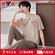 Yalu Pyjamas Herren Sommermodal-Baumwollseide Kurzärärmele Hosen Herren Sommer Dünn Ice Seide Kühle Sommer-Heimkleidung 4839 L [Vorgeschlagen 120-140jin [Jin ist 0,5 kg]]