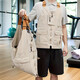 Hong Kong style brand dual-purpose crossbody bag personalized functional vest bag multi-pocket large-capacity variable backpack vest khaki L (suitable for height 175*180cm)