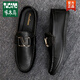 
Woodpecker Wenzhou leather shoes thin men's love beans shoes fashion spirit guy married groom Korean version small leather shoes versatile D878 black-brand flagship 39