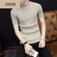 JPHZNB thin sweater men's autumn and winter short-sleeved T-shirt men's round neck half-sleeved knitted solid color slim sweater knitted sweater in summer q9913 light gray 2XL