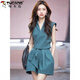 Woodpecker (TUCANO) cotton niche vest shorts goddess suit 2025 summer new style dignified fashion age-reducing two-piece set 5247 blue L [Suggested 105-115Jin [Jin equals 0.5 kg]]