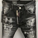Zhewei 9856 type 2023D2 ripped fashion men's jeans trousers quadratic personality small straight feet trendy jeans 9856 picture color 44