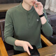 CKEY light luxury high-end stand-up collar long-sleeved t-shirt for men 2025 new trendy casual bottoming shirt thin Henry collar top for men t black brand straight hair 2XL 135-150Jin Jin is equal to 0.5 kg