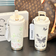 
HEENOOR (HEENOOR) butterfly thermos cup new high-value portable straw car coffee cup large capacity water cup female student antique white-BXAB6198 butterfly stainless steel