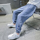 Boys' summer pants thin Tennis jeans 2025 summer new boys' ice silk mosquito-repellent pants thin and breathable PY-2575 denim mosquito-repellent pants - blue 150 Recommended height about 145cm