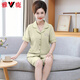 Pajamas de cardigan maman haut de gamme Yalu pour femmes en été en coton pur pantalon à manches courtes à manches courtes à manches courtes de grande taille des vêtements à domicile de l'âge moyen et âgés 9898 m [80-100jin [Jin est égal à 0,5 kg]]]