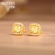 Shipulin K gold earrings, sugar cube yellow 18K gold earrings, self-worn as a Chinese Valentine's Day gift for girlfriend, 18K gold + zircon