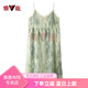 Yalu hosender Nachthemd mit Brustpolster Sommer dünner reines Baumwollpyjamas reines und sexy Mädchen Casual Kleid QM6626 L