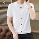Woodpecker (TUCANO) new V-neck short-sleeved T-shirt for men in summer trendy thin buttons for men's fake two-piece mercerized cotton top 5588-6623 gray XL 120-135Jin [Jin equals 0.5 kg]