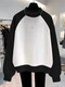 
GTYUWVG half turtleneck sweatshirt for women's autumn clothes new loose European style contrasting color raglan plus velvet thickened rabbit top coat 6227 flower gray blue half turtleneck raglan sleeves plus S 80-100Jin [Jin equals 0.5 kg]