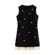 Diseño de empalme chuyu Flor de flores bordadas Falda de chaleco sin mangas para mujeres 2025 Summer NUEVO VESTO PEQUEÑO NEGRO M