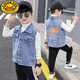 G.DUCKKIDS denim vest boy spring and autumn jacket 2024 vest middle children's top fashionable spring clothes thin horse clip blue 140