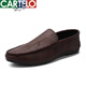 Cartelo Summer New Herren -Slipper 2025 Fahren lässige Lederschuhe weiche Sohle Herren trendige Straßenschuhe Internet Promi Schuhe D838 Black 39