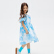 Annai children's clothing girls short-sleeved dress 2024 summer new style blue flower 150