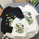 Pure cotton parent-child clothing high-end summer clothing for a family of three and four summer mother-child clothing 2025 new trendy short-sleeved T-shirt white-Dinosaur Crayon Shin-chan 170 (L) Adult