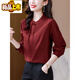 Chu Jing new Chinese style button-up long-sleeved shirt spring and autumn tops women's shirts 2025 new mother high-end chiffon shirt red M 80-100Jin Jin is equal to 0.5 kg