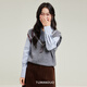 Tumanduo blue shirt women's autumn new gray loose sweater vest layered shirt two-piece top blue shirt S