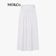 MO&Co.【C+系列】半身裙2025夏新品蓬松薄棉系带低腰小白裙MBE2SKT020 漂白色 M