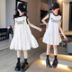 
Girls summer dress 2025 new casual and fashionable versatile sleeveless letter print design dress white bow vest dress 170 (recommended height below 160)