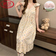 LangSha (LangSha) Princess Style Pajamas for women in summer sleeveless chest pad nightgown sexy internet celebrity girl new long skirt outside home clothes Lemon yellow 9906D with removable chest pad M 75-100Jin [Jin equals 0.5 kg]