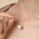 Dara (dara) 18K gold butterfly pearl pendant 13-14 round bright pearl necklace is a self-worn birthday gift for my wife and mother.