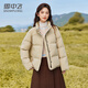 Snow Flying Down Jacket for Women Short 2025 Autumn and Winter New Thickened Warm Stand Collar Small Bread Jacket Coat Gray M (160)