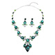 Yadige European and American fashion jewelry set chain temperament versatile rhinestone gemstone necklace earrings set women's dress banquet accessories green