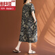 Victoria's Style Fat Mm Round Hals kurzärmeligte Baumwolle und Leinenkleid für Frauen Sommer Neuer Retro Literary Lose Locker großer Größe Freizeitrock-Farbe Einer Größe großer Größe großgröße