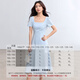 
Shangdubila 100% cotton A-line dress for women in summer, slim waist-hugging suspender skirt square collar casual midi skirt