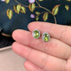 Fengxi Special New Natural Peridot Earrings 925 Silver Platinum Plated Seiko Inlaid Simple Earrings 6*8Mm