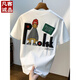 Vancl Eslite großer Größe 200 Jin [Jin entspricht 0,5 kg] Rundes T-Shirt mit kurzer Ärmeln für Männer 2025 Sommer Hong Kong Style Drucken Baumwoll-T-Shirt plus Fett Plus Größe Männer JSW9923 White M Empfohlen 90-108 Jin [Jin gleich 0,5 kg]