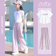 Balabala Offizielle Website Flagship Store Girl Summer Anzug Set Kinder 2025 Mode und modische Sportarten große Kinder Sommer Neue Stil Zwei Stücke 9889 Weiß + 15029 Pink_ [Set] 130 cm