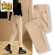 Jeans de terciopelo de primer diámetro para mujeres que usan un nuevo estilo de invierno Pantalones de algodón de caqui de caqui de patas de caza anchas hebillas de color caqui [terciopelo agregado] 13588 engrosado 26 (80 a 95 Jin [Jin equivale a 0.5 kg])