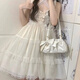 Falda de malla adecuada para chicas gordas en duomin camisa de cuello de muñeca de alumno de verano + lindo arco blanco malla colgando camisa de manga corta + falda blanca (9215) m