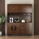 Juwanjia wood solid wood sideboard integrated wall cabinet new Chinese style wine cabinet living room storage cabinet tea cabinet kitchen storage cupboard walnut color multi-function cabinet 105*40*200cm