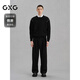 GXG Men's Contrast Color Sweater Chenille Sweater Warm Commuting Winter 2024 Black 180/XL
