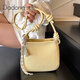 Dadong Dadong Korean lychee pattern small bucket bag for women 2025 new casual simple crossbody bag daily commuter mobile phone bag yellow follow the store for free