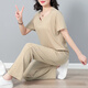 
Ruomu short-sleeved T-shirt for women's summer clothes new casual, fashionable, loose V-neck versatile, slimming and fashionable sports running base 6167 military green (set) M (recommended 80-95 Jin [Jin equals 0.5 kg])
