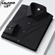Lilang Herrenhemd Langarm Business Casual Elastic FOLIGE FORRAL FORAGE FORMAL NO INSION Trend Anti-Falten-Modal-Hemd Männer 9922 Blau und weiße Streifen S 38