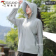 Holzspecker Ice Seide Kapuze-Sonnenschutzkleidung für Frauen 2025 Neue Sommer Dünne Sonnenschutzkleidung lose Strickjacke schultertrockne Style-Grey frei UPF50+ Testkarte m