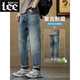 Lee dprre retro jeans boys summer thin straight loose casual trousers 2025 new fashion brand cone pants men 2629 blue 28 [80-100Jin [Jin equals 0.5 kg]]