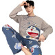 Pajamas Men's Spring y Autumn Cotton Pure Cotton Adolescente de manga larga Estudiante suelto de cuatro estaciones de dibujos animados para hombres para hombres Juego de ropa G672 2XL altura 180 y peso 145-175Jin [Jin equivale a 0.5 kg]