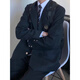 Lu classmate boys dk uniform suit suit loose handsome spring and autumn photo performance class uniform suit jacket trendy navy blue (suit/shirt/tie) XL