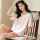 El pijama de belleza urbana para mujeres en verano algodón puro manga delgada de manga corta lindo set de dos piezas de dos piezas Versión coreana de primavera y otoño para la ropa para el hogar puede ser rojo SKM6627 Color M (recomendado 75-95Jin [Jin equivale a 0.5 kg])