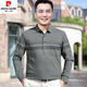 皮尔卡丹（pierre cardin）中老年男士爸爸装5AT恤秋季上衣翻领休闲条纹长袖POLO衫男装 2691浅蓝色 M 建议【100-120斤】高端轻奢抗皱免烫
